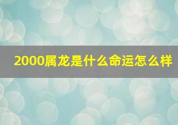 2000属龙是什么命运怎么样