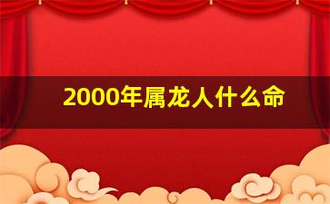 2000年属龙人什么命