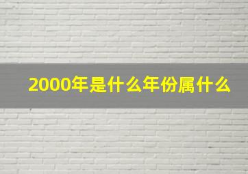 2000年是什么年份属什么