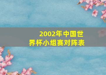 2002年中国世界杯小组赛对阵表