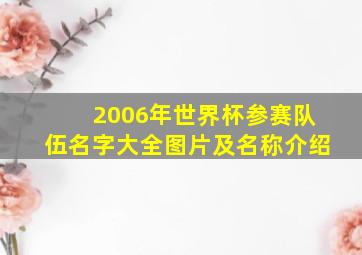 2006年世界杯参赛队伍名字大全图片及名称介绍