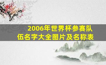 2006年世界杯参赛队伍名字大全图片及名称表