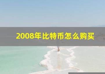 2008年比特币怎么购买