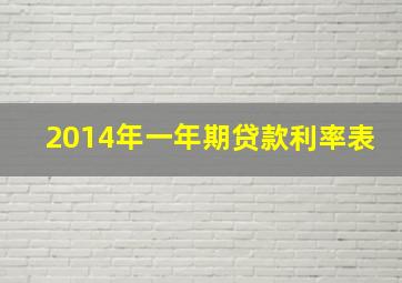 2014年一年期贷款利率表