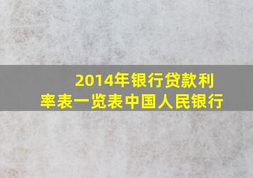 2014年银行贷款利率表一览表中国人民银行