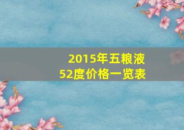 2015年五粮液52度价格一览表