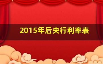 2015年后央行利率表