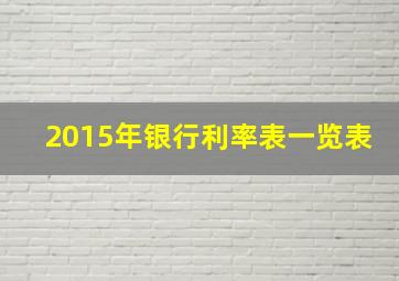 2015年银行利率表一览表