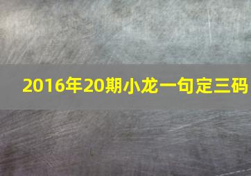 2016年20期小龙一句定三码