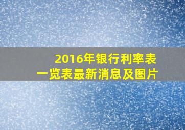 2016年银行利率表一览表最新消息及图片