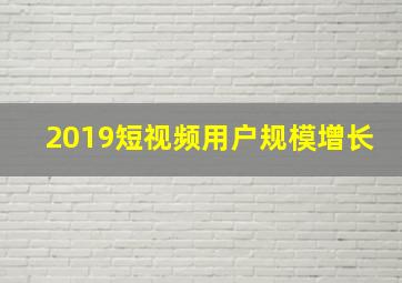 2019短视频用户规模增长