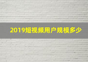 2019短视频用户规模多少