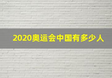 2020奥运会中国有多少人