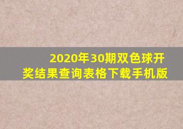 2020年30期双色球开奖结果查询表格下载手机版