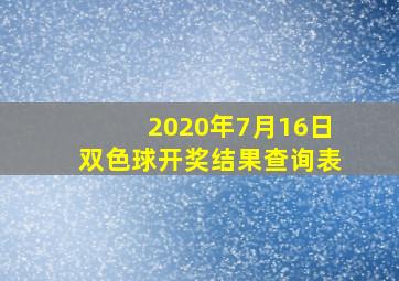 2020年7月16日双色球开奖结果查询表