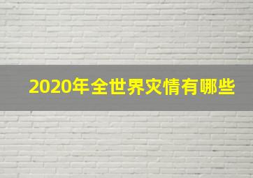 2020年全世界灾情有哪些