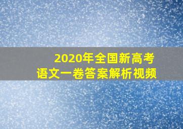 2020年全国新高考语文一卷答案解析视频