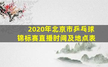 2020年北京市乒乓球锦标赛直播时间及地点表