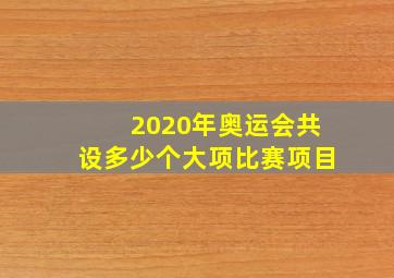 2020年奥运会共设多少个大项比赛项目