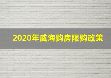 2020年威海购房限购政策