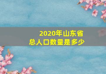 2020年山东省总人口数量是多少