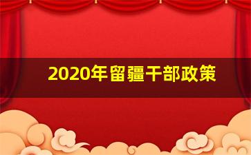 2020年留疆干部政策