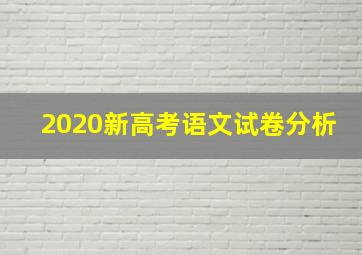 2020新高考语文试卷分析