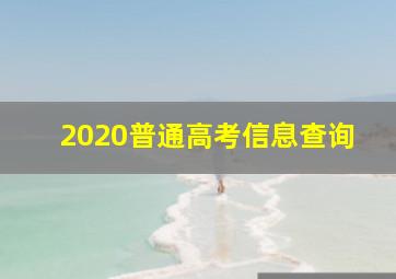 2020普通高考信息查询