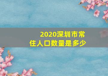 2020深圳市常住人口数量是多少