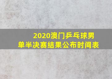 2020澳门乒乓球男单半决赛结果公布时间表