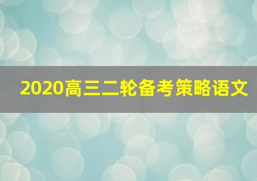 2020高三二轮备考策略语文