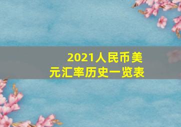 2021人民币美元汇率历史一览表