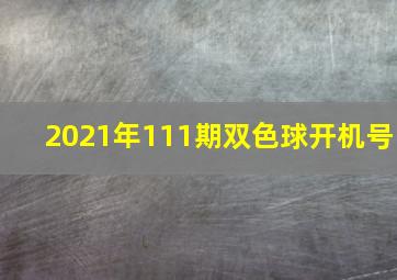 2021年111期双色球开机号