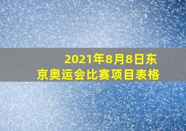 2021年8月8日东京奥运会比赛项目表格