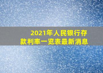 2021年人民银行存款利率一览表最新消息