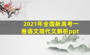 2021年全国新高考一卷语文现代文解析ppt