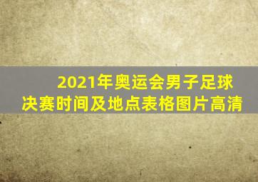 2021年奥运会男子足球决赛时间及地点表格图片高清