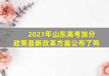 2021年山东高考加分政策最新改革方案公布了吗