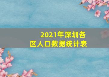 2021年深圳各区人口数据统计表