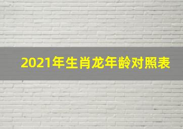 2021年生肖龙年龄对照表