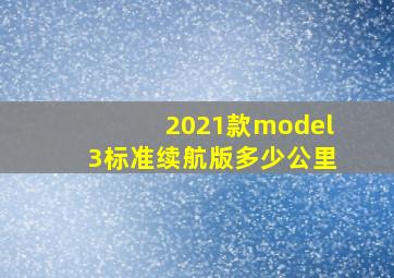 2021款model3标准续航版多少公里