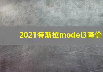 2021特斯拉model3降价