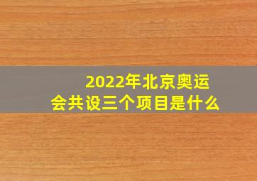 2022年北京奥运会共设三个项目是什么