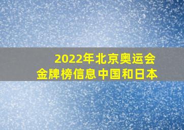 2022年北京奥运会金牌榜信息中国和日本