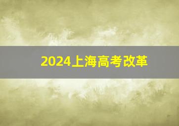 2024上海高考改革