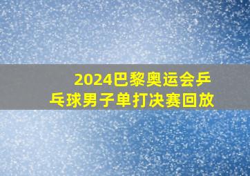 2024巴黎奥运会乒乓球男子单打决赛回放