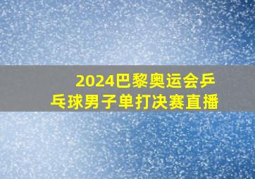 2024巴黎奥运会乒乓球男子单打决赛直播