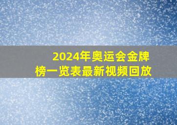 2024年奥运会金牌榜一览表最新视频回放