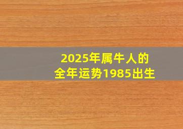 2025年属牛人的全年运势1985出生