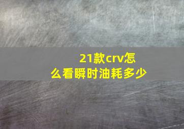 21款crv怎么看瞬时油耗多少